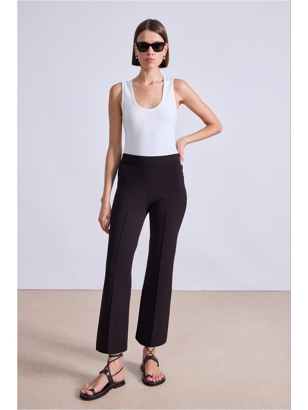 Apiece Apart Women’s Rene Pull On Pant Size Medium Black Stretch Knit Flare Leg